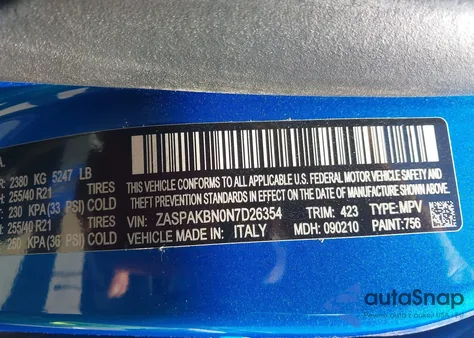 2022 Alfa Romeo Stelvio Veloce Ti Awd из США, поврежденный, VIN ZASPAKBN0N7D26354